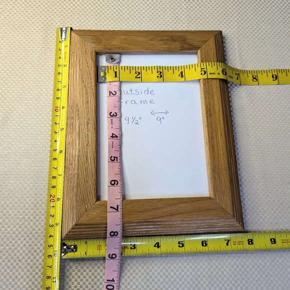 2 ea Wood Picture Frame Solid Oak glass rectangle stand or hang on wall Vtg. - Picture 2 of 7